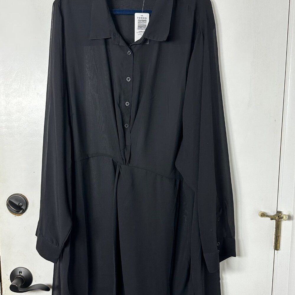 Torrid Chiffon Twist Front tunic Deep Black Size 5 (28) NWT - Picture 9 of 10